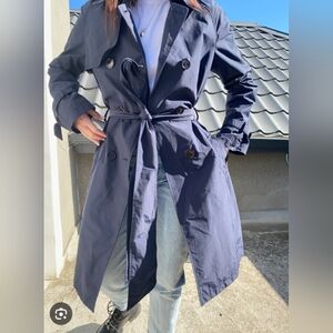Vintage VIP Petites Navy Trench coat Size 12P